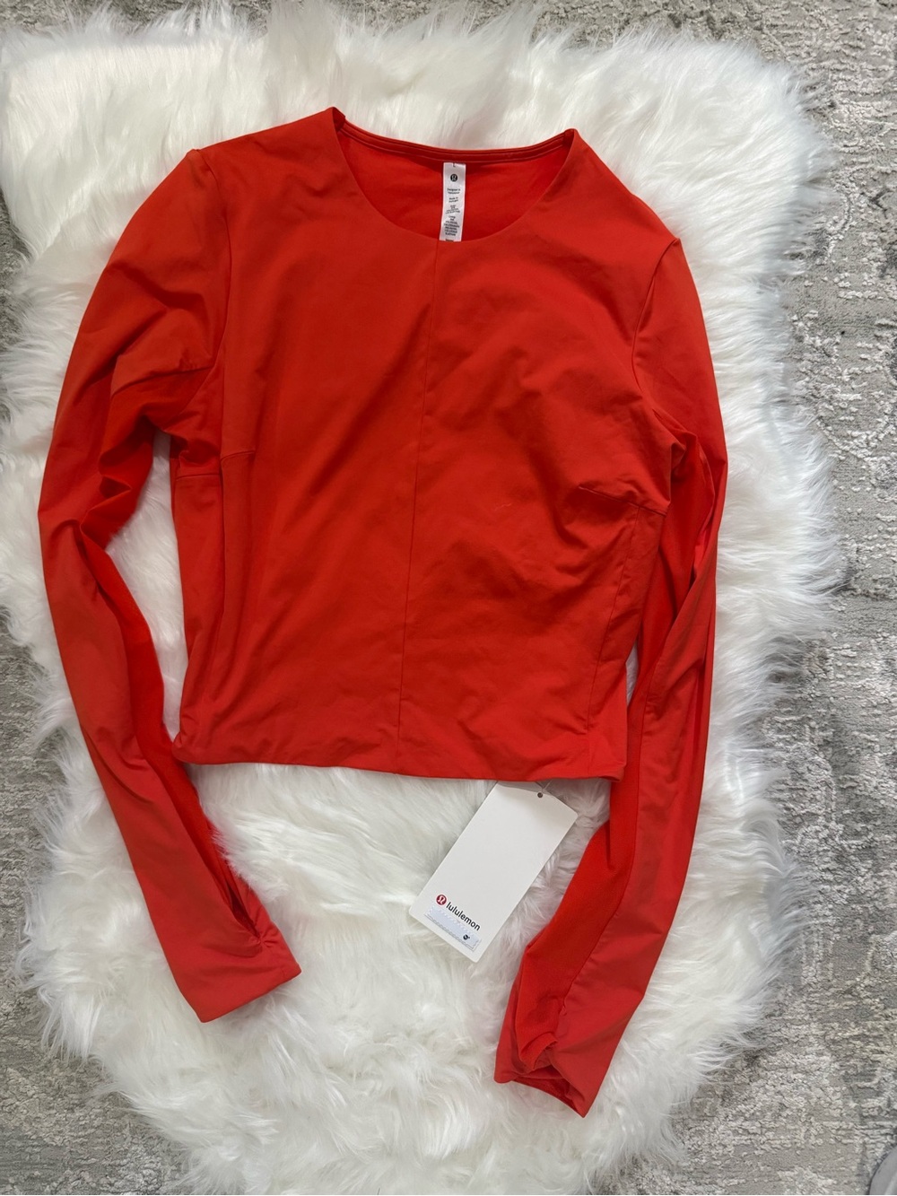 lululemon athletica Red Long Sleeve Crew Crop Top